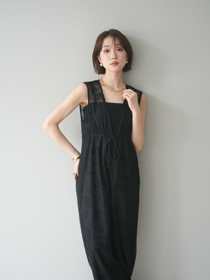 [SET]レース刺繍サロペット+選べるアクセセット(2set)