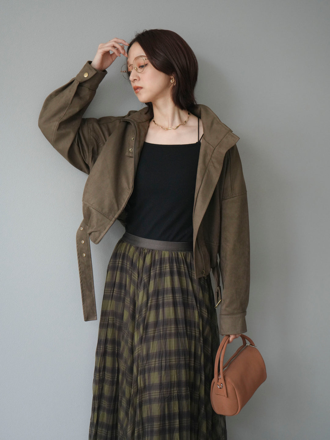 [予約]スエードバルーンショートブルゾン/khaki