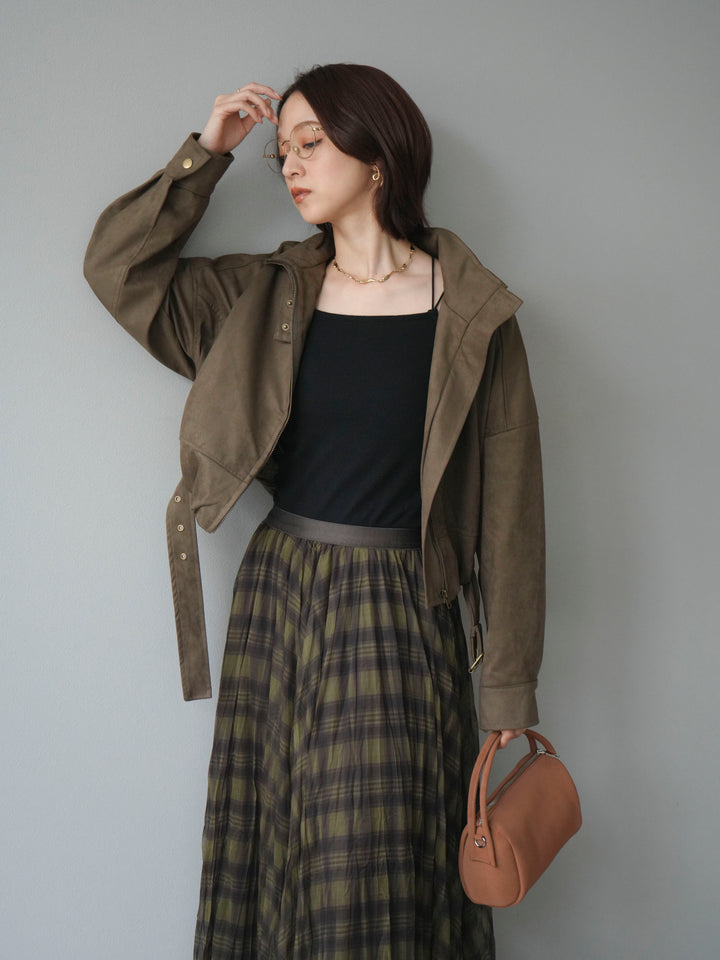 [予約]スエードバルーンショートブルゾン/khaki