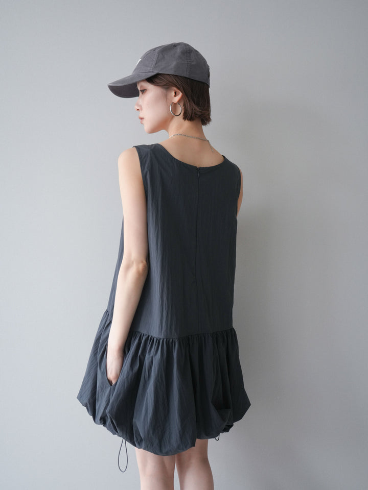 [予約]ドロストバルーンミニワンピース/charcoal
