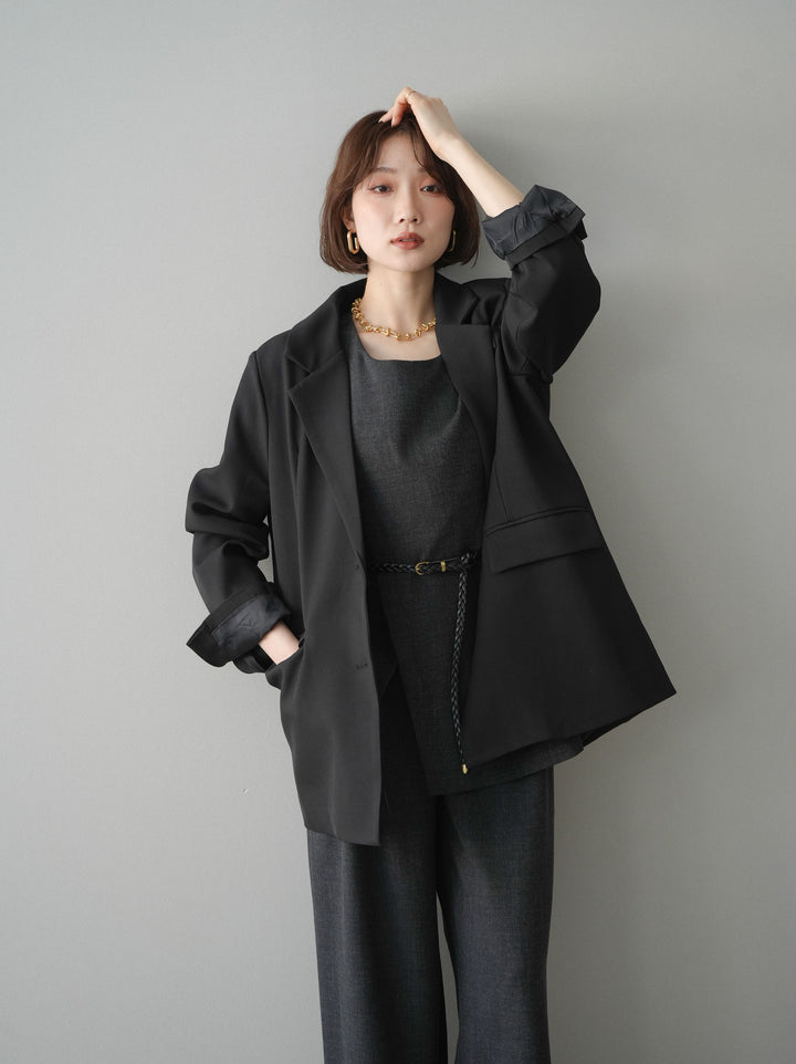 [SET]ベルト付ノースリーブトップス＆ワイドパンツSETUP