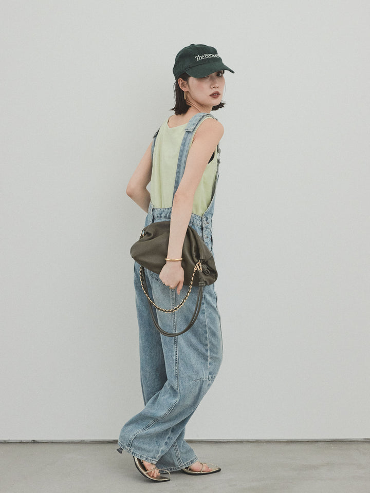 [予約]センターシームデニムサロペット /ライトブルー