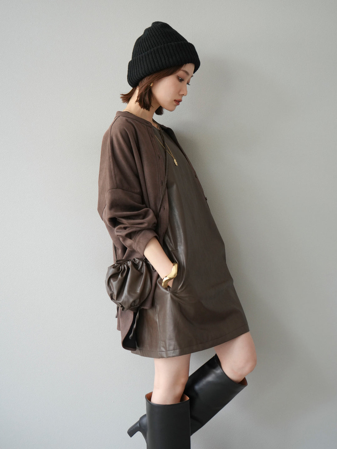 [予約]ニットビーニー/ブラウン