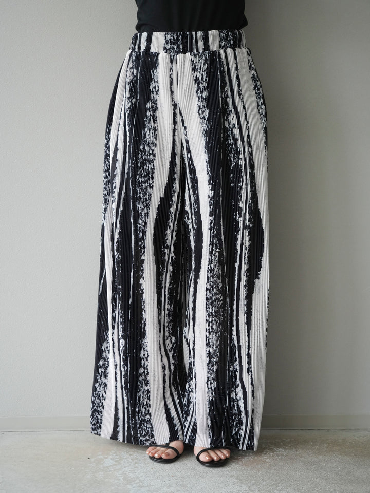 [予約]ニュアンスプリーツワイドパンツ/ブラック