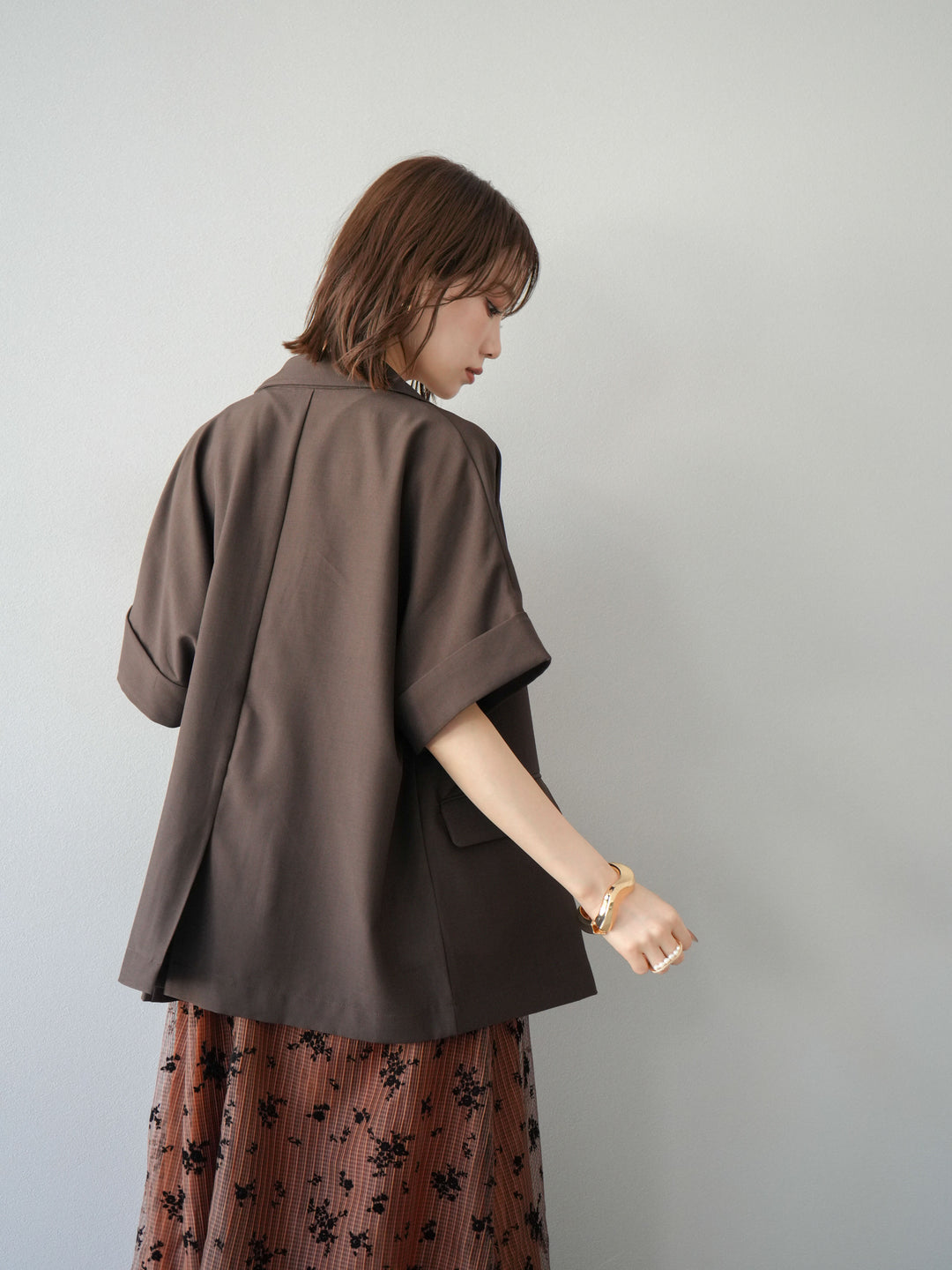 [套裝] 植絨薄紗層疊天鵝絨吊帶連身裙 + 金色紐帶半夾克 (2 套)