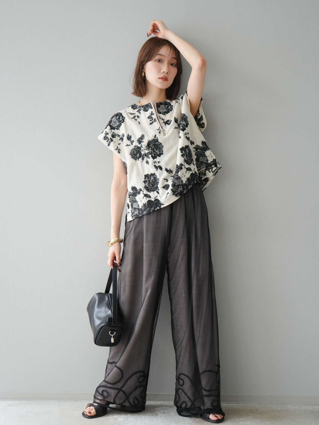 [予約]ジャガードZIPプルオーバー/ブラック