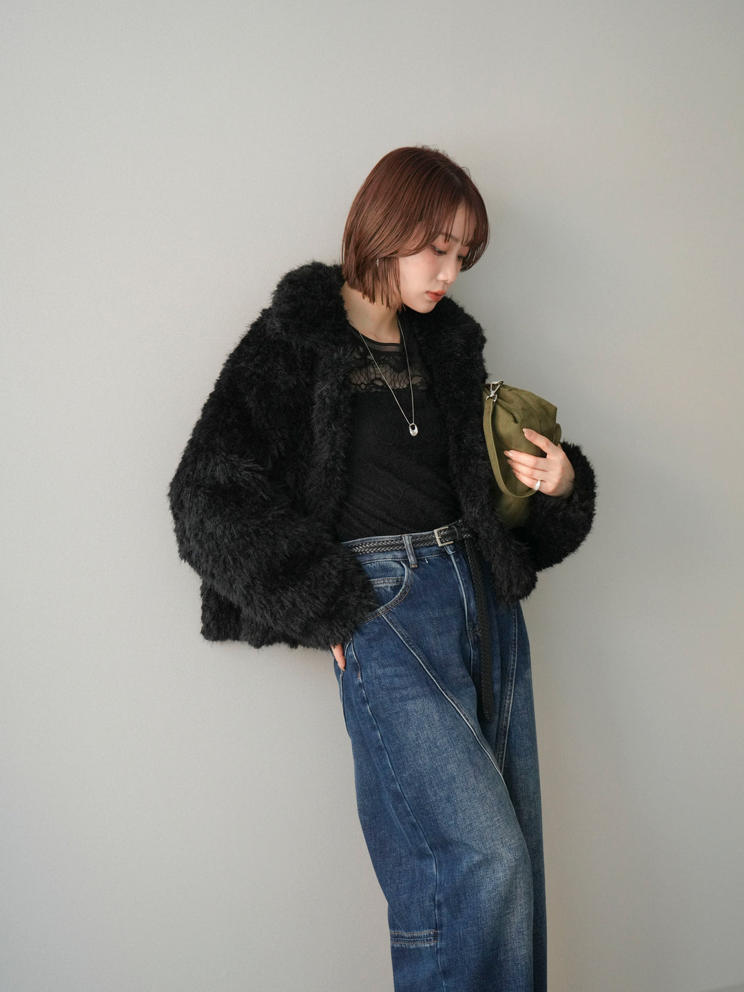 [SET]フェイクファー襟付きショートブルゾン+フェイクファー襟付きショートブルゾン(2set)