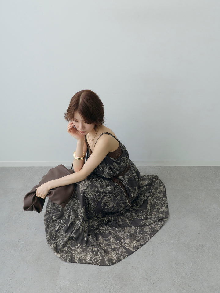 [予約]ペイズリーフレアキャミワンピース/brown