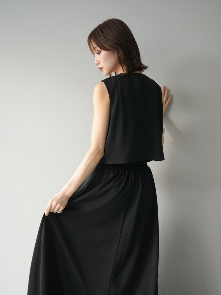 [予約]ポンチノーカラーベスト/ブラック