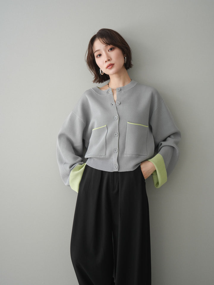 [SET]レーヨンポリダブルフェイスニットカーディガン+ベルトループデザインワイドパンツ(2set)