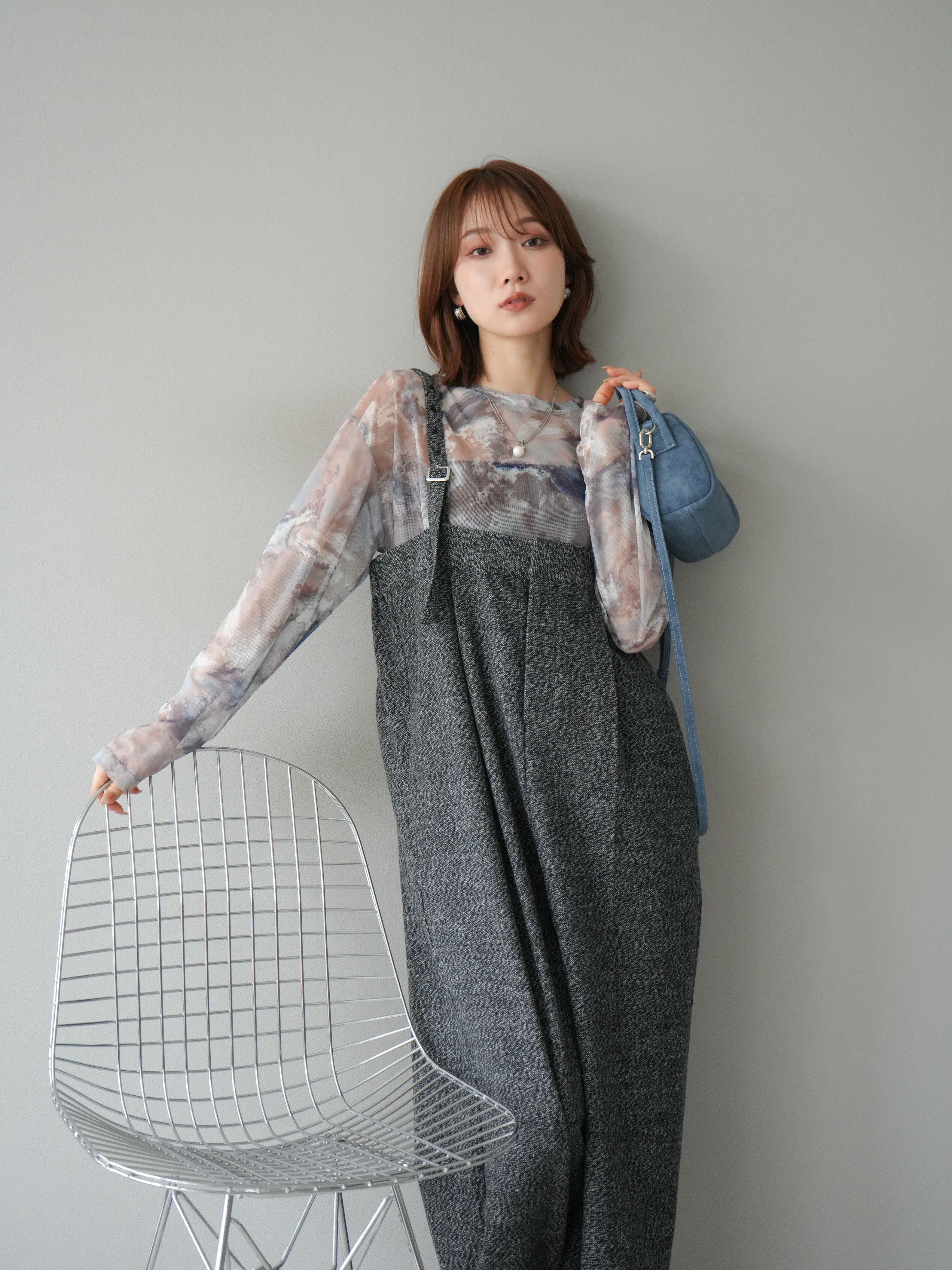 予約]ニュアンス柄シアートップス/ブルー – Lumier