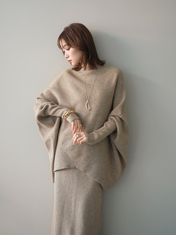 [SET]ウール混ドルマンニット&スカートSET UP+選べるアクセセット(2set)