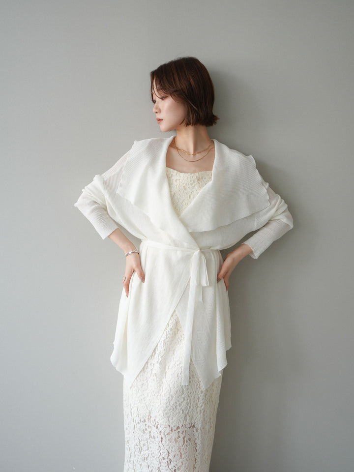 [SET]ドレープリブニットガウン+フルレースキャミ＆IラインスカートSET UP(2set)