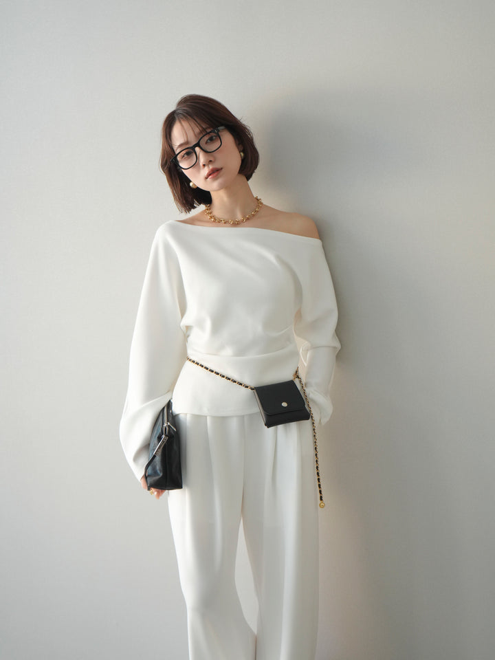 [SET]ライトポンチワンショルタックトップス＆パンツSETUP