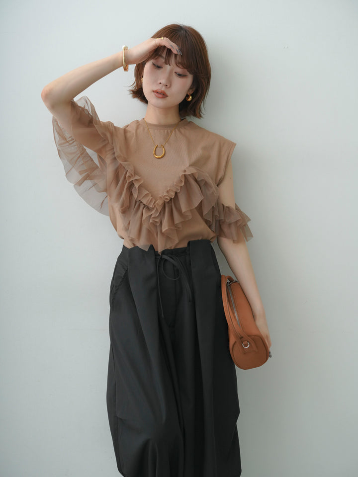 [SET]マルチwayフリルフレンチTEE+選べるアクセセット(2set)