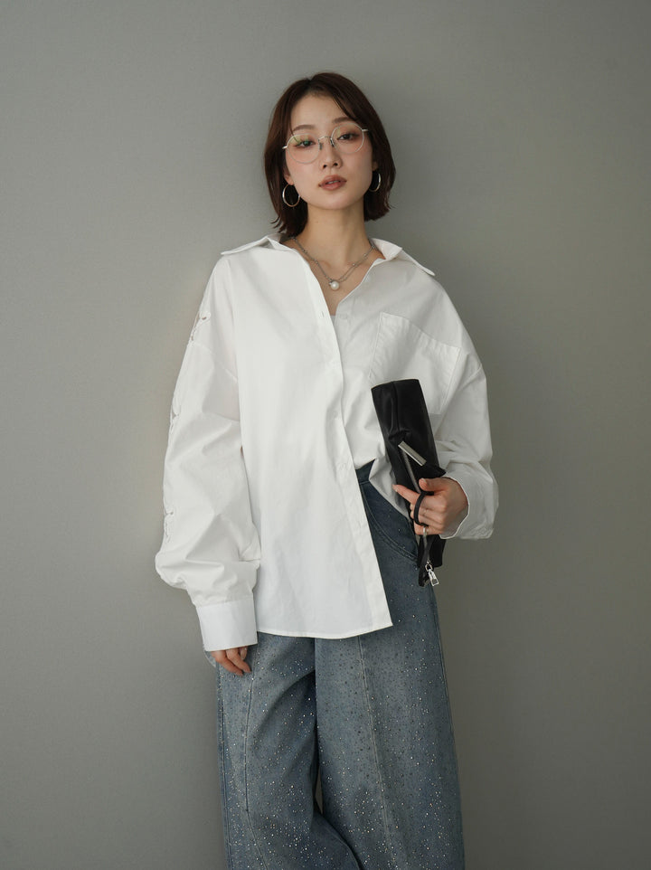 [SET]アームレースブロードシャツ+選べるアクセセット(2set)