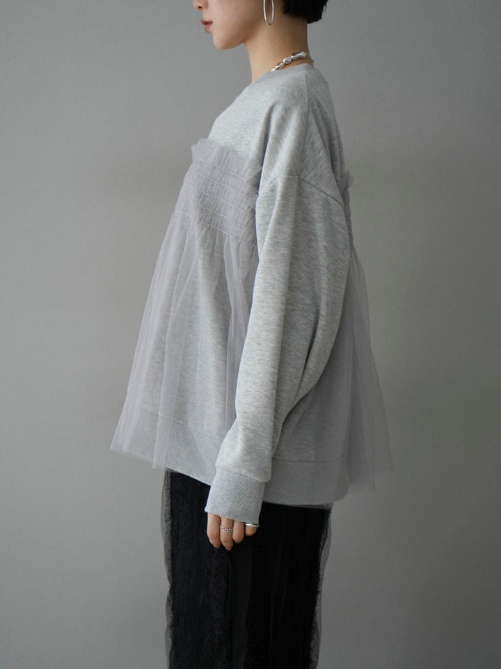 [Pre-order] Tulle docking fleece pullover/heather gray