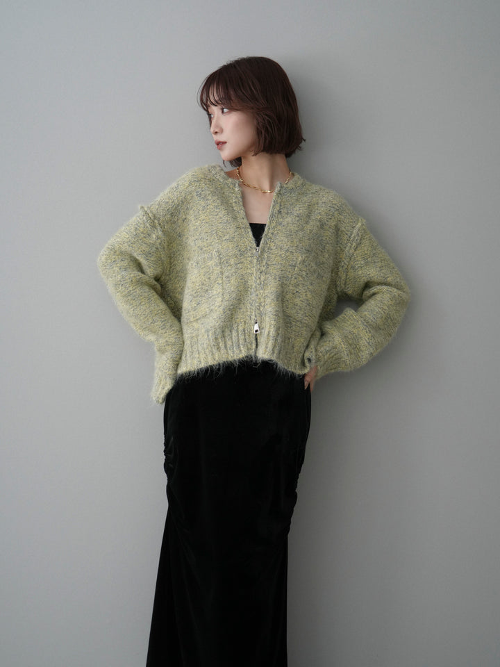 [SET]ミックスヤーンダブルZIPニットカーディガン+ミックスヤーンダブルZIPニットカーディガン(2set)