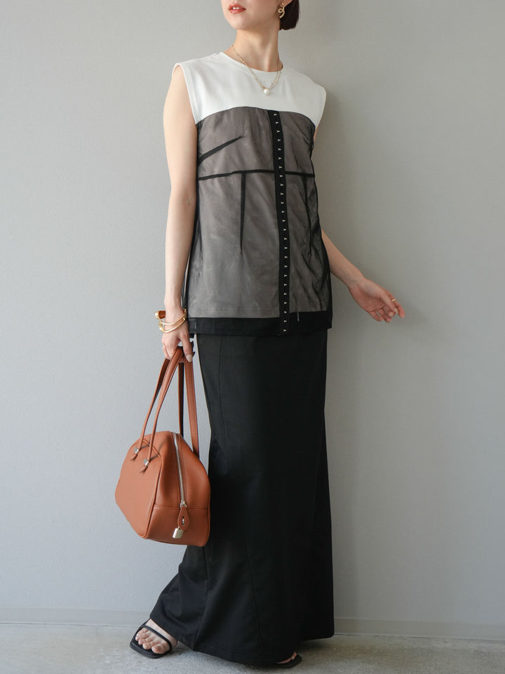 [予約]スウェットロングスカート/ブラック