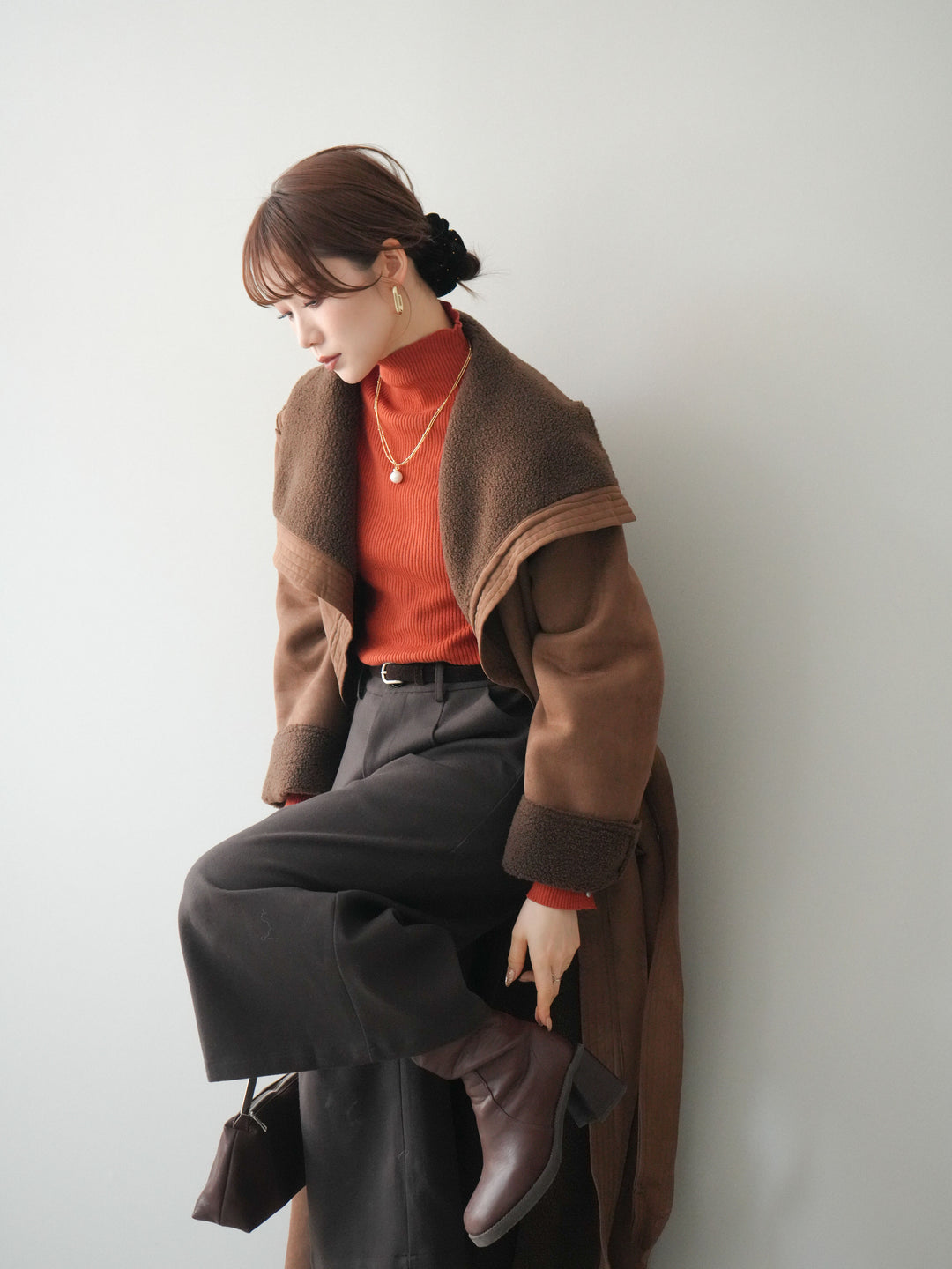 [予約]BIGカラームートンコート/brown