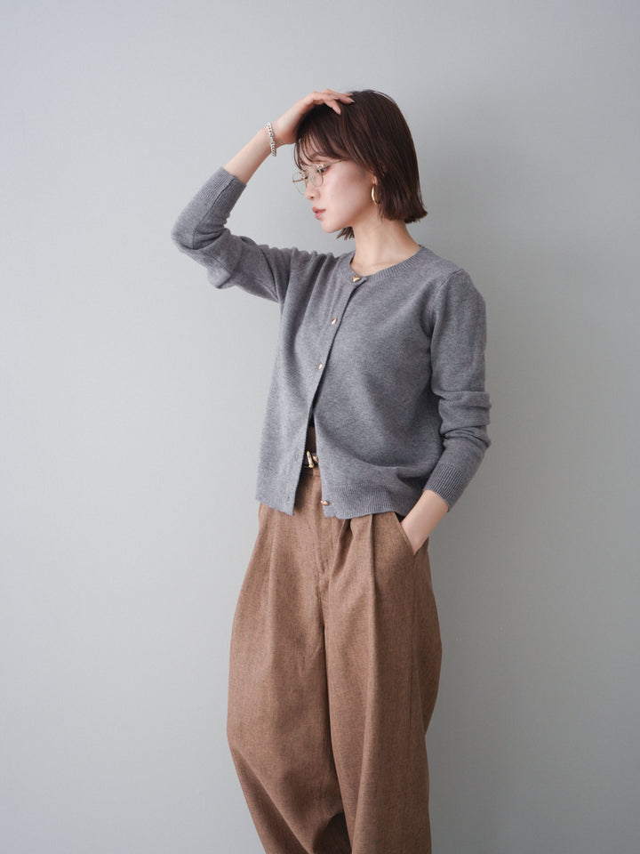 [予約]ハートボタンニットカーディガン/gray