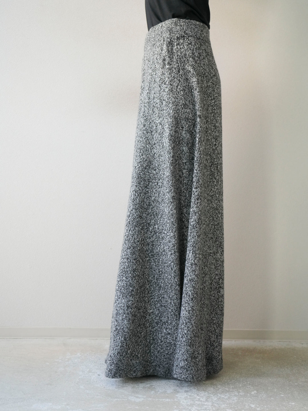 [予約]ミックスヤーンニットスカート/ブラック