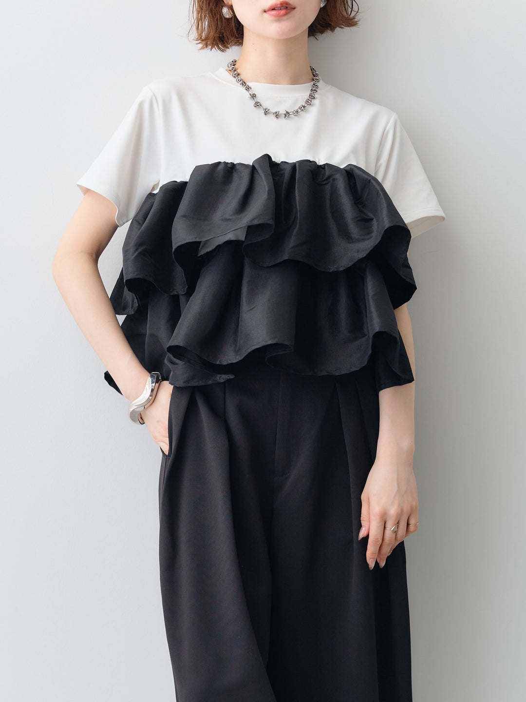 [SET]フリルティアードTEE+選べるアクセセット(2set)