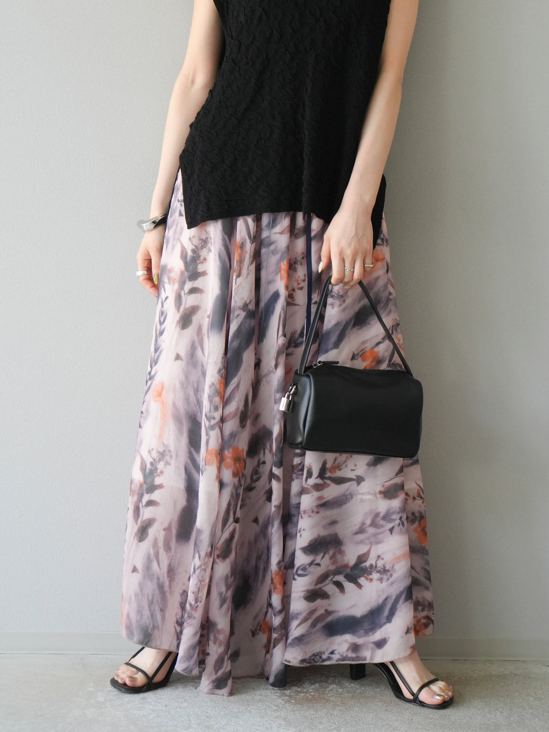 [予約]アソートプリントワッシャーフレアスカート/A