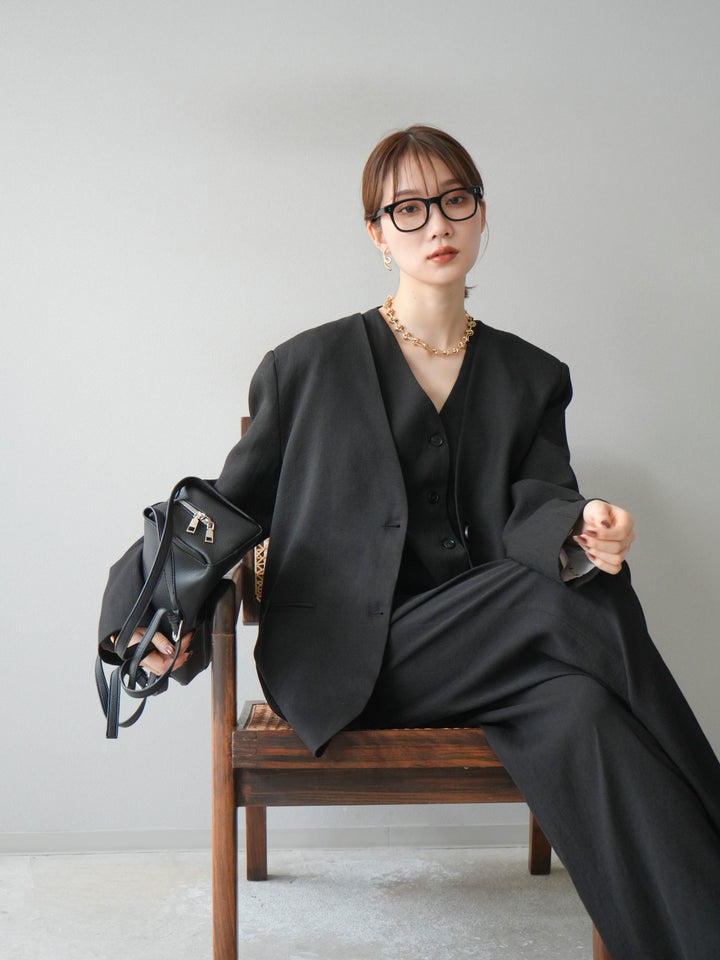 [予約]ノーカラーオーバージャケット/ブラック