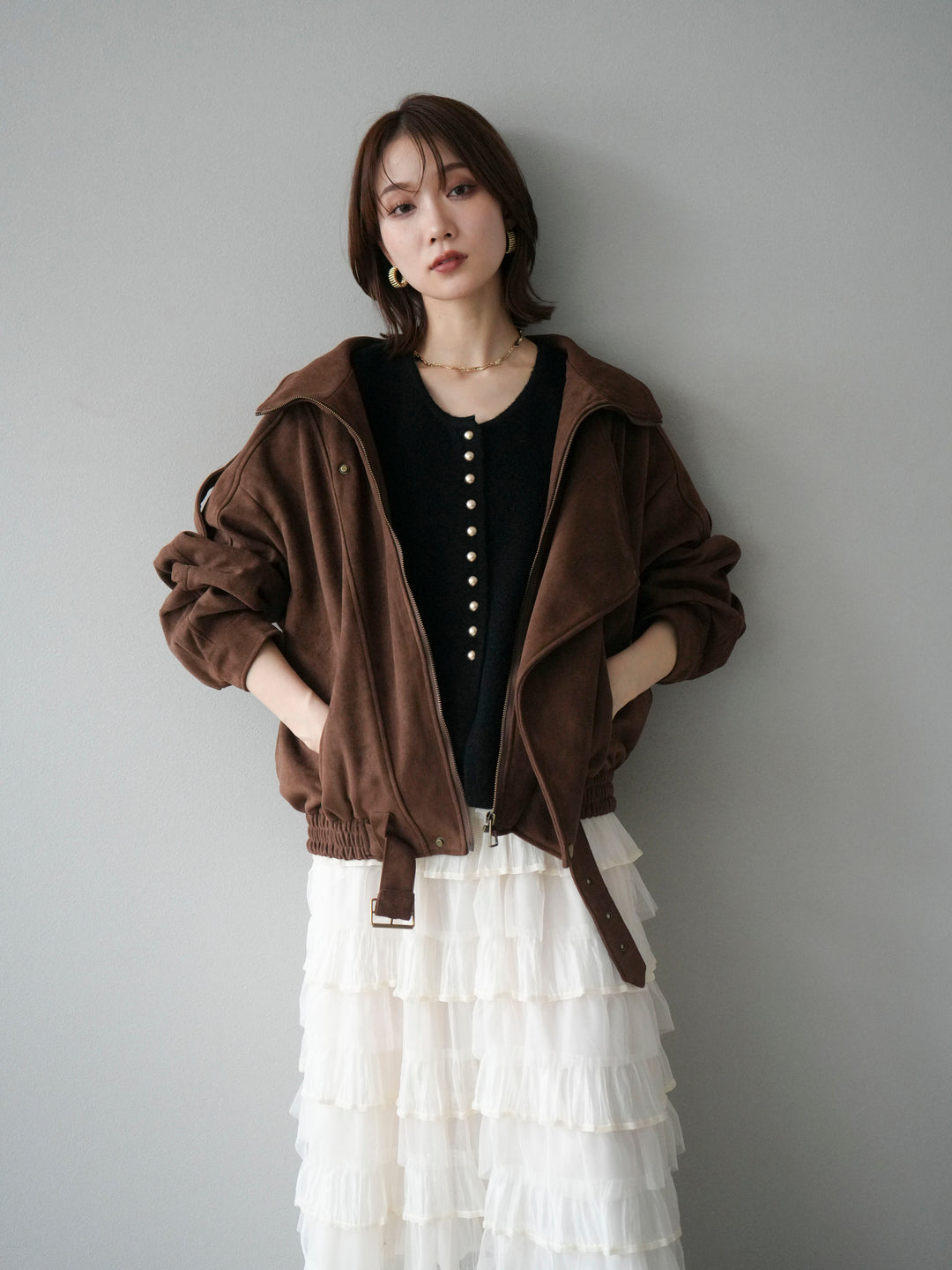 [予約]スエードライダースジャケット/ブラウン