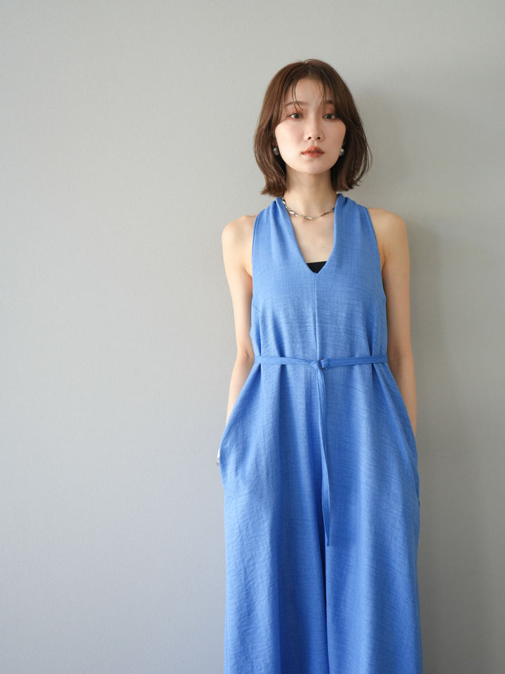 【預購】環形設計不均勻染色洋裝/藍色