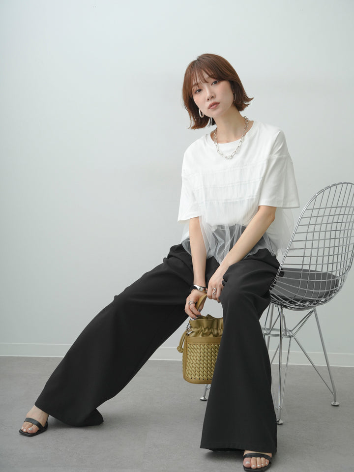 [SET]ギャザーチュールドッキングTEE+ギャザーチュールドッキングTEE(2set)