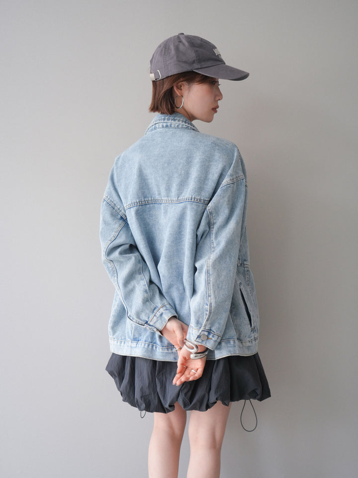 [予約]ドロストバルーンミニワンピース/charcoal