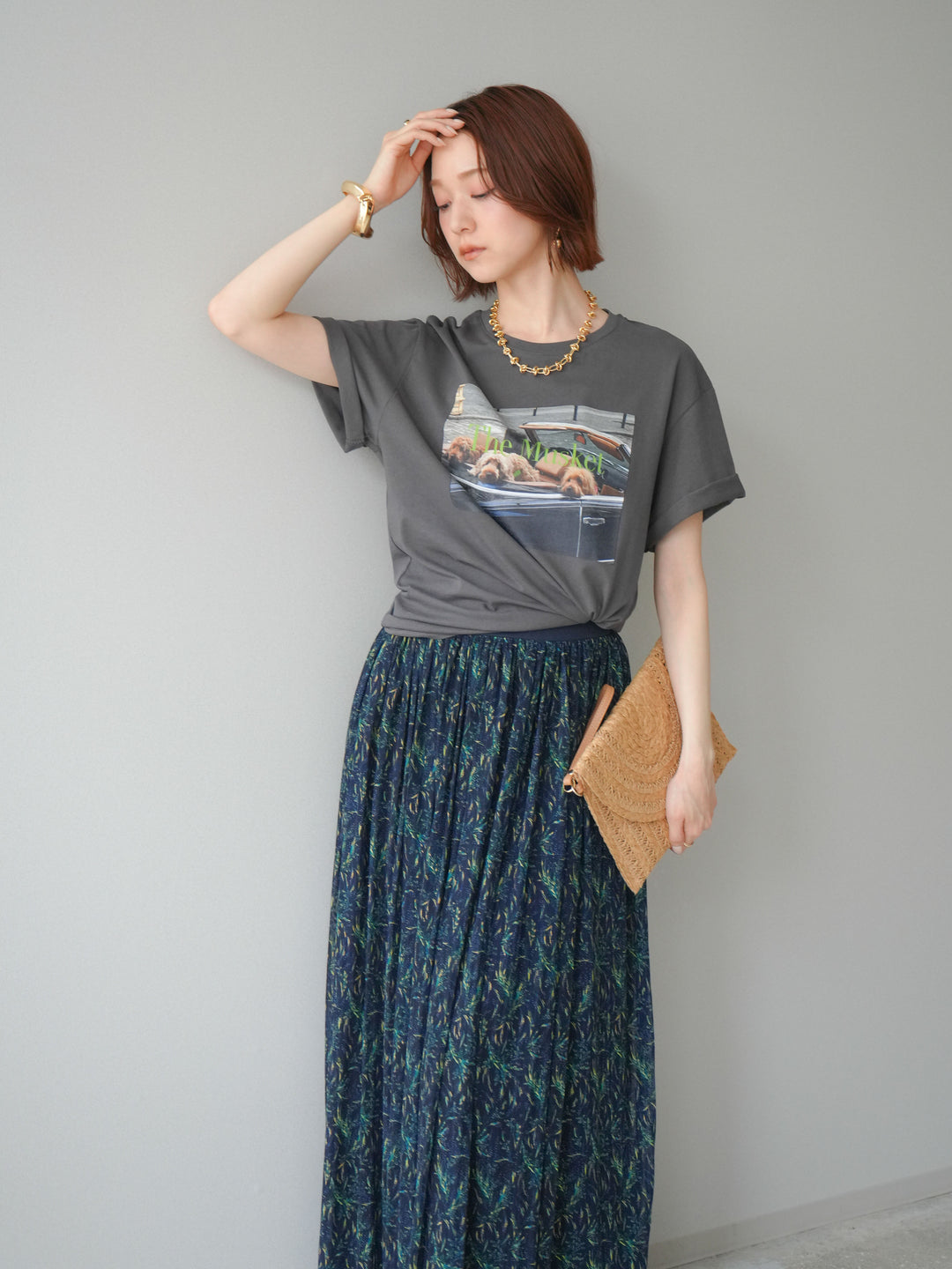 [予約]ドッグフォトTEE/charcoal