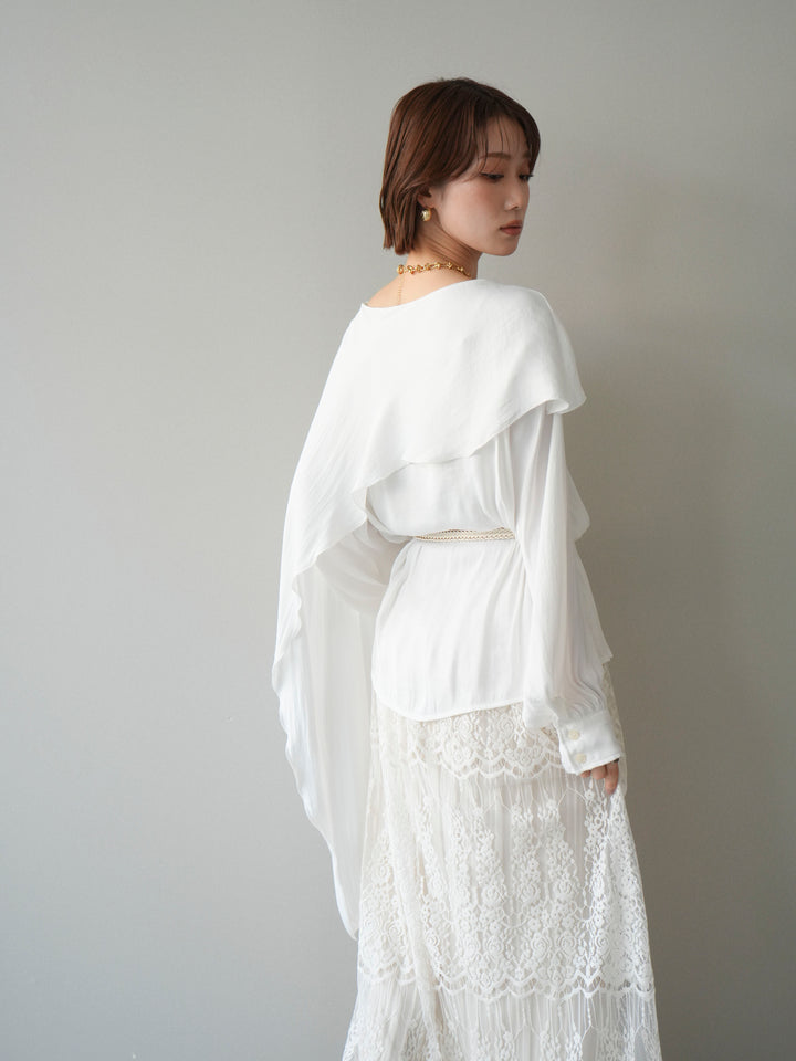 [予約]シルキードレープブラウス/white