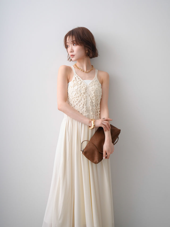[予約]クロシェシフォンキャミワンピース/ivory