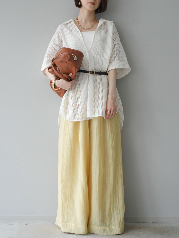 【預購】鏤空蕾絲兩用套頭衫/象牙白