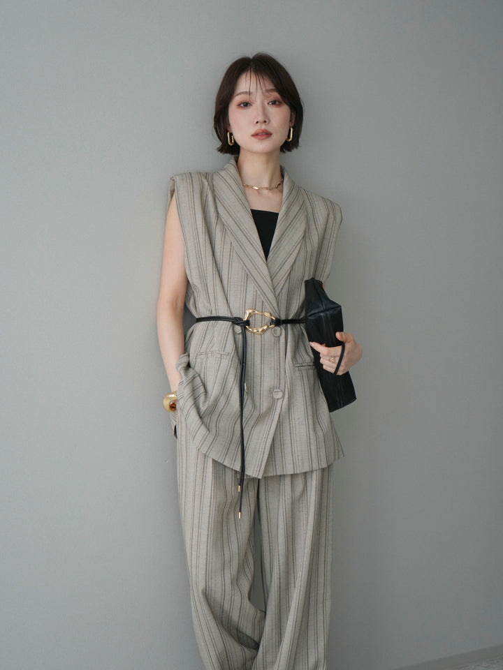 [SET]モチーフベルト付ストライプジレ＆パンツSETUP