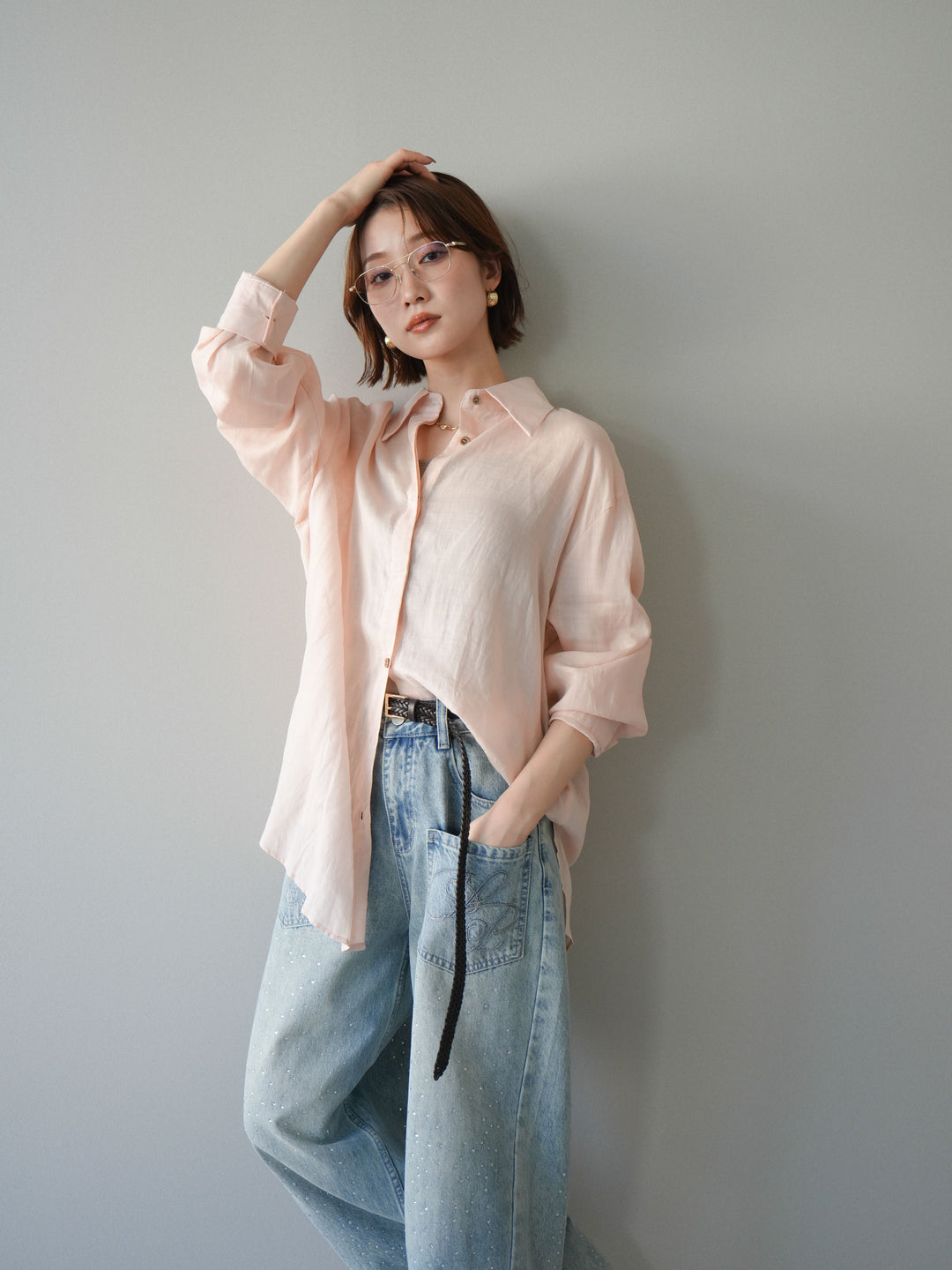 [予約]バックオープンツイストシャツ/pink