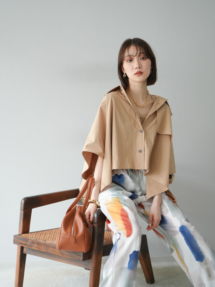 [予約]ポンチョショートシャツ/ベージュ