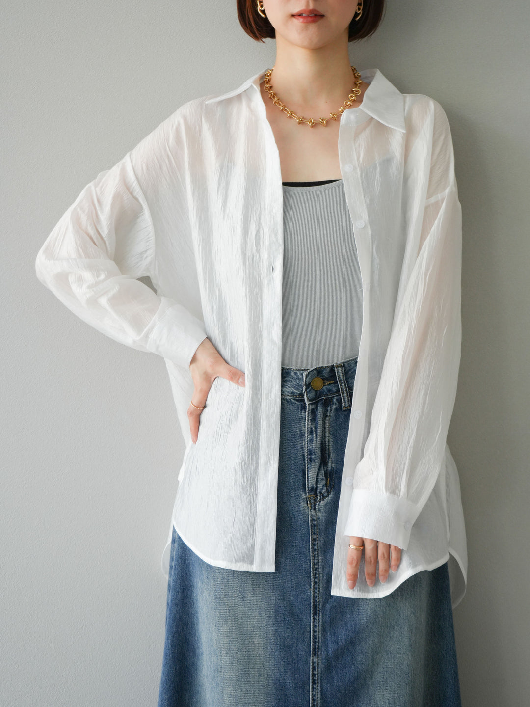 [予約]ワッシャーシャイニーシャツ/ホワイト