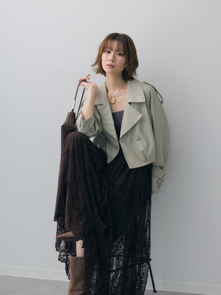 [SET]レザークロップブルゾン+レザークロップブルゾン(2set)