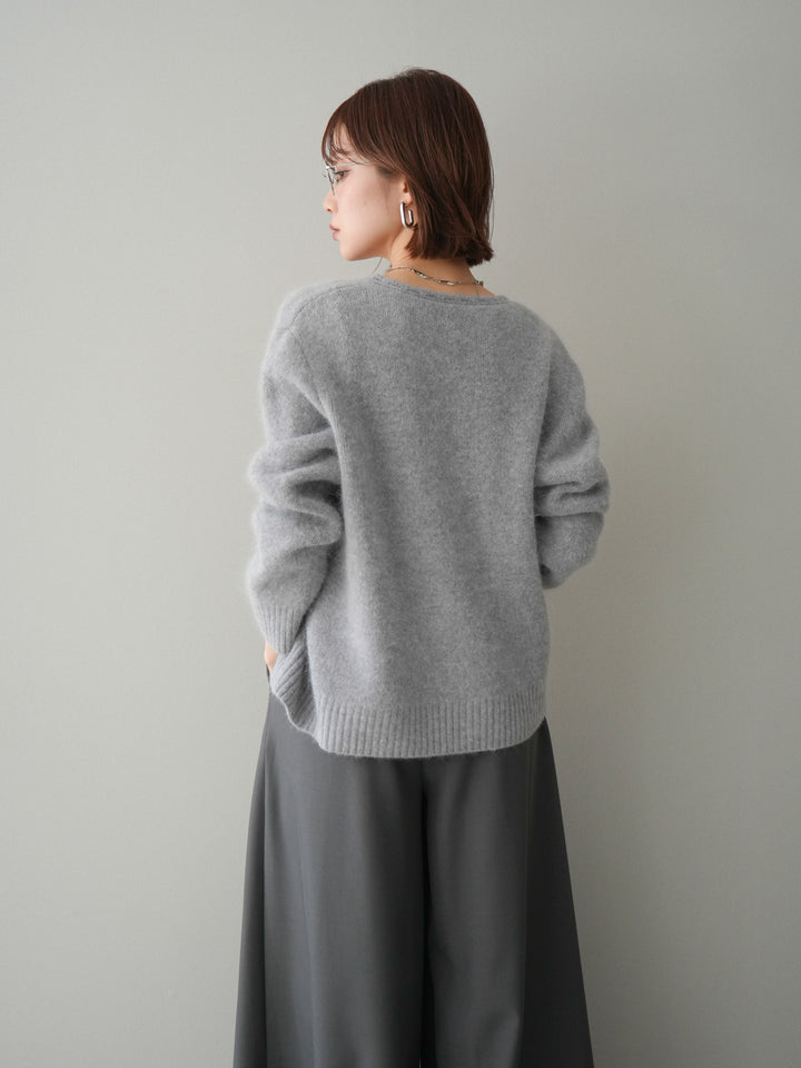 [予約]くるみボタンニットカーディガン/gray