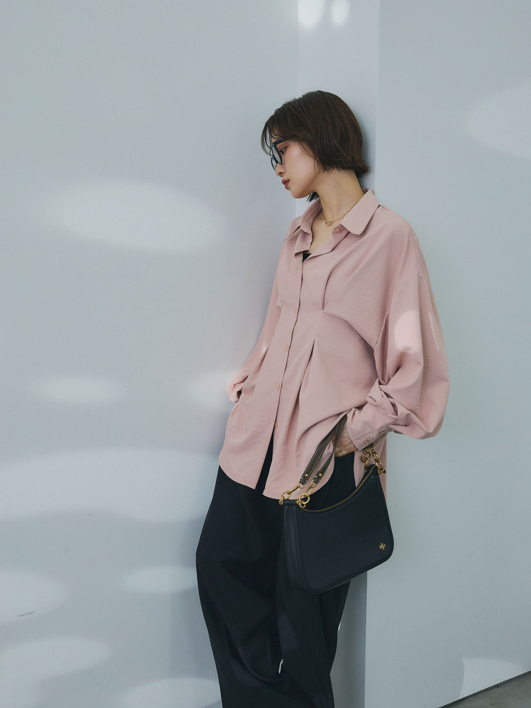 【Allure】[SET]合繊ウエストタックシャツ+杢調ライトストレートパンツ(2set)