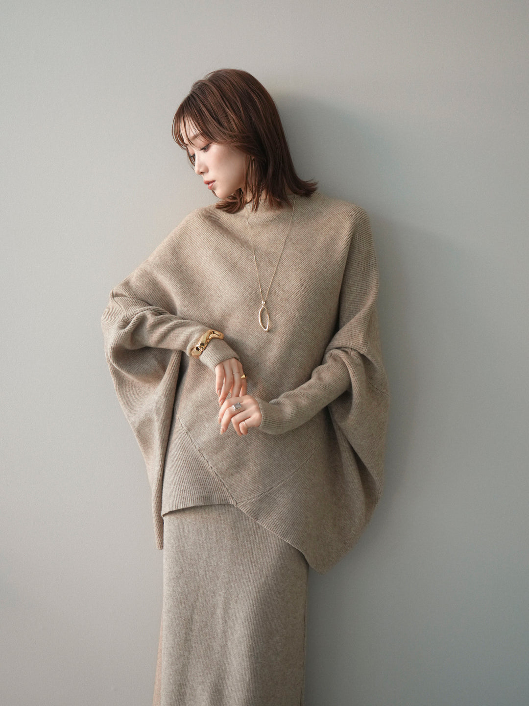 [SET]ウール混ドルマンニット&スカートSET UP+ウール混ドルマンニット&スカートSET UP(2set)