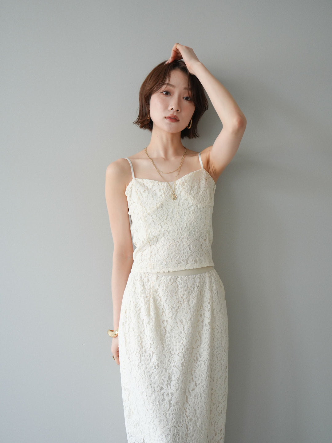 [SET]フルレースキャミ＆IラインスカートSET UP