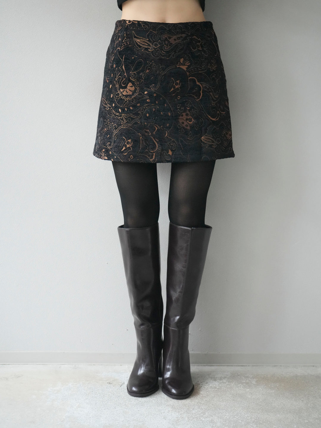 [予約]ジャガードミニスカート/black