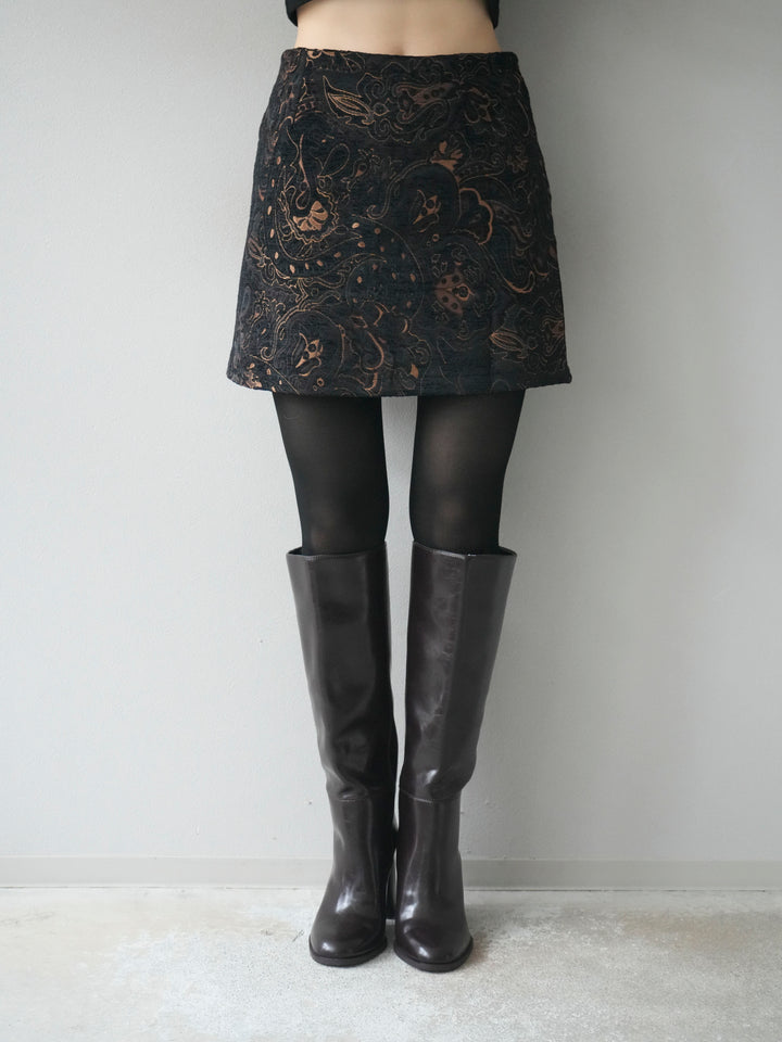 [予約]ジャガードミニスカート/black