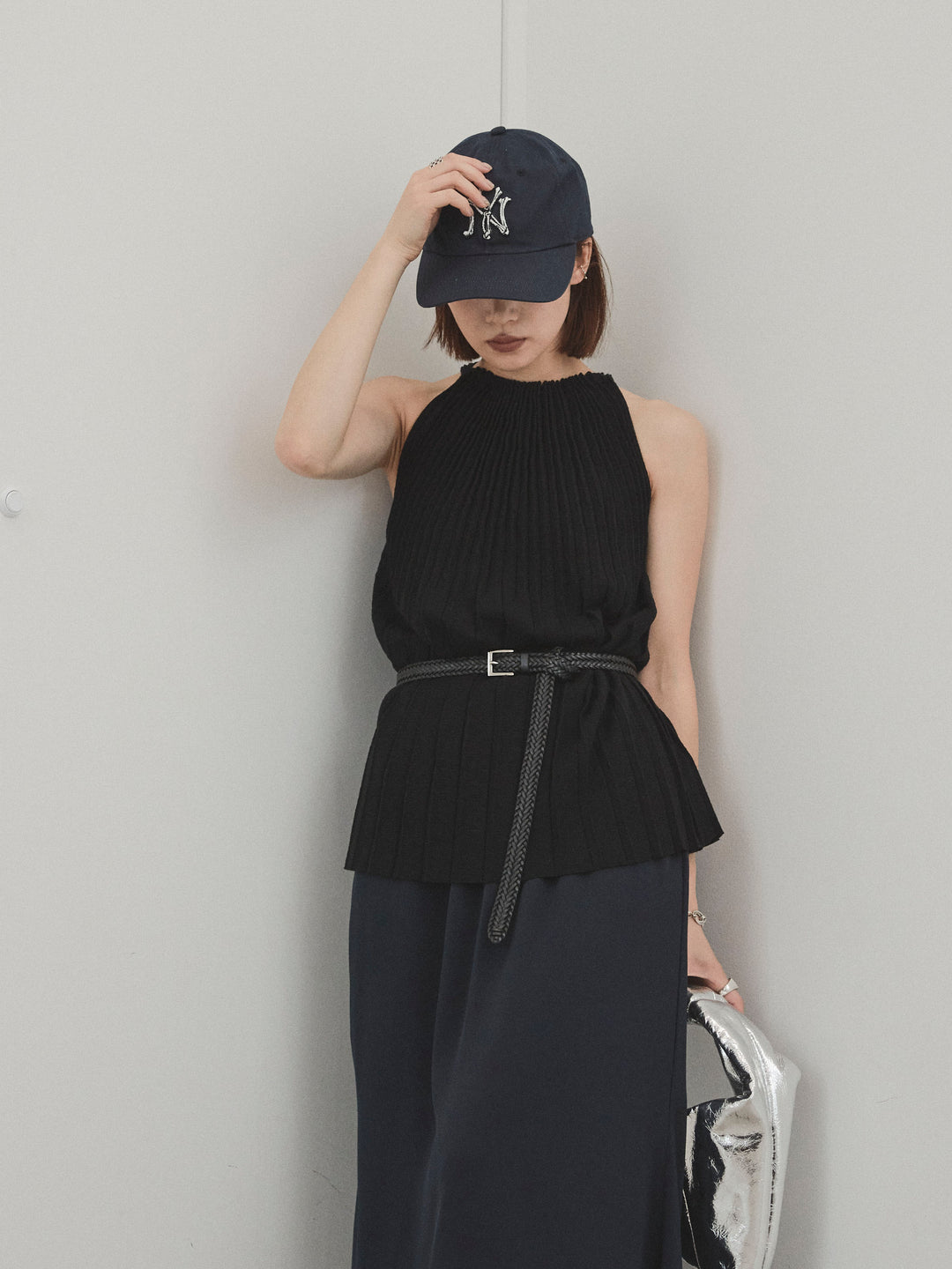 [SET]プリーツニットキャミソール+リラックスナロースカート(2set)