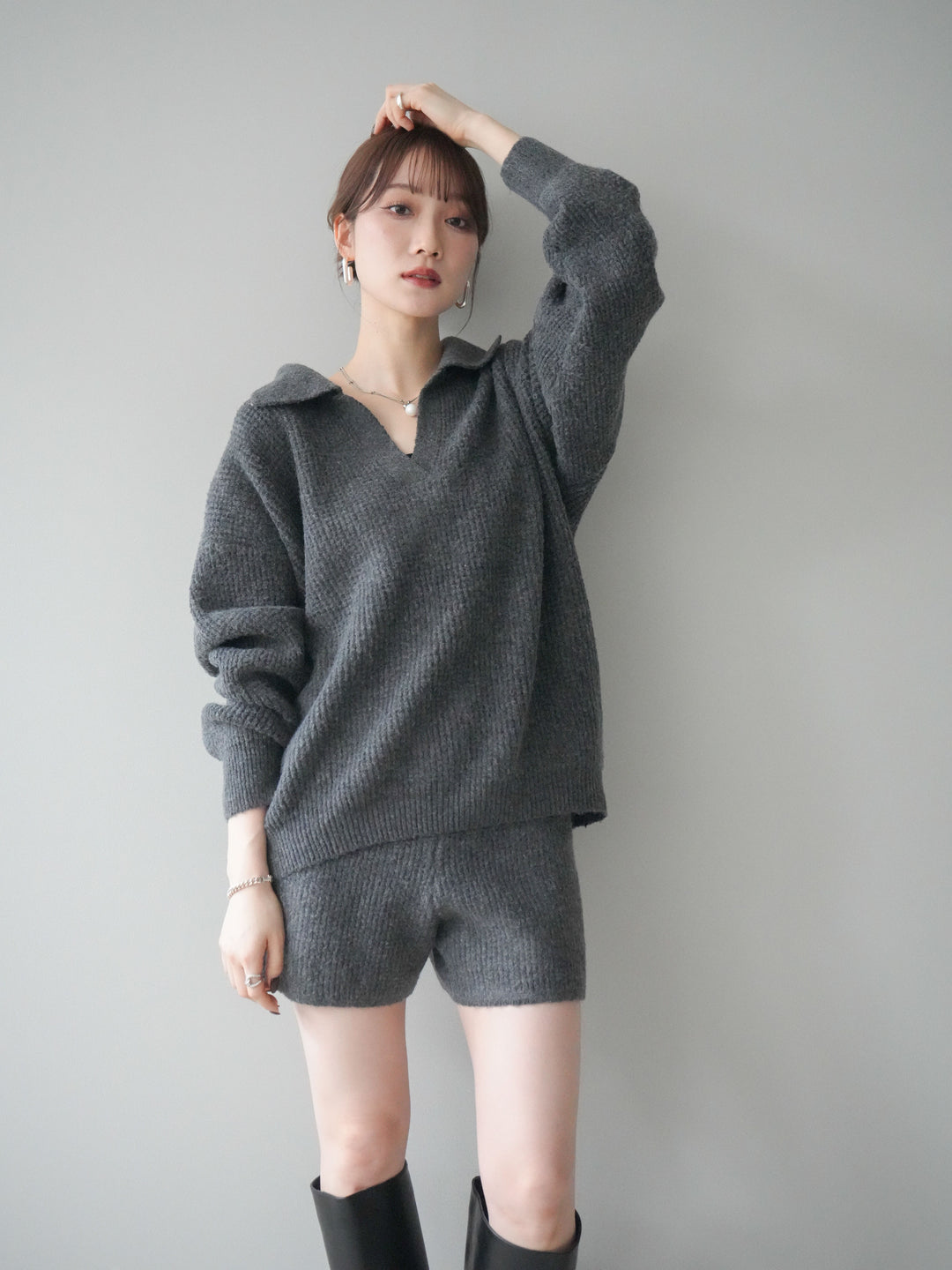 [SET]ポロニットプルオーバー＆ショートパンツSET UP+ポロニットプルオーバー＆ショートパンツSET UP(2set)